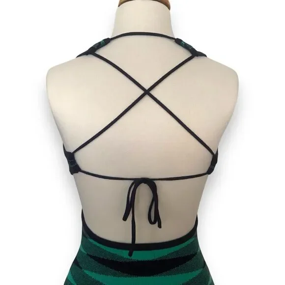 VRG GRL Dress Women's Size US 4 Bodycon Midi Open Back Stretchy Teal Green Blue - Picture 5 of 11